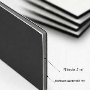 Aliuminio kompozito dibond struktūra