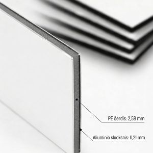 Alternative view of Alium. kompozito plokštė balta – 3 mm